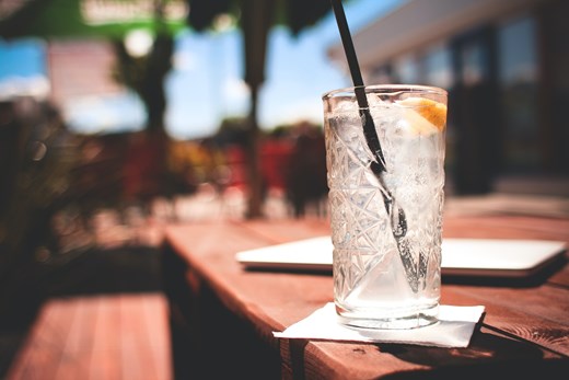 Alcoholic drink on pub table