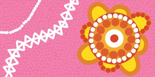 Aboriginal artwork orange icon on pink background